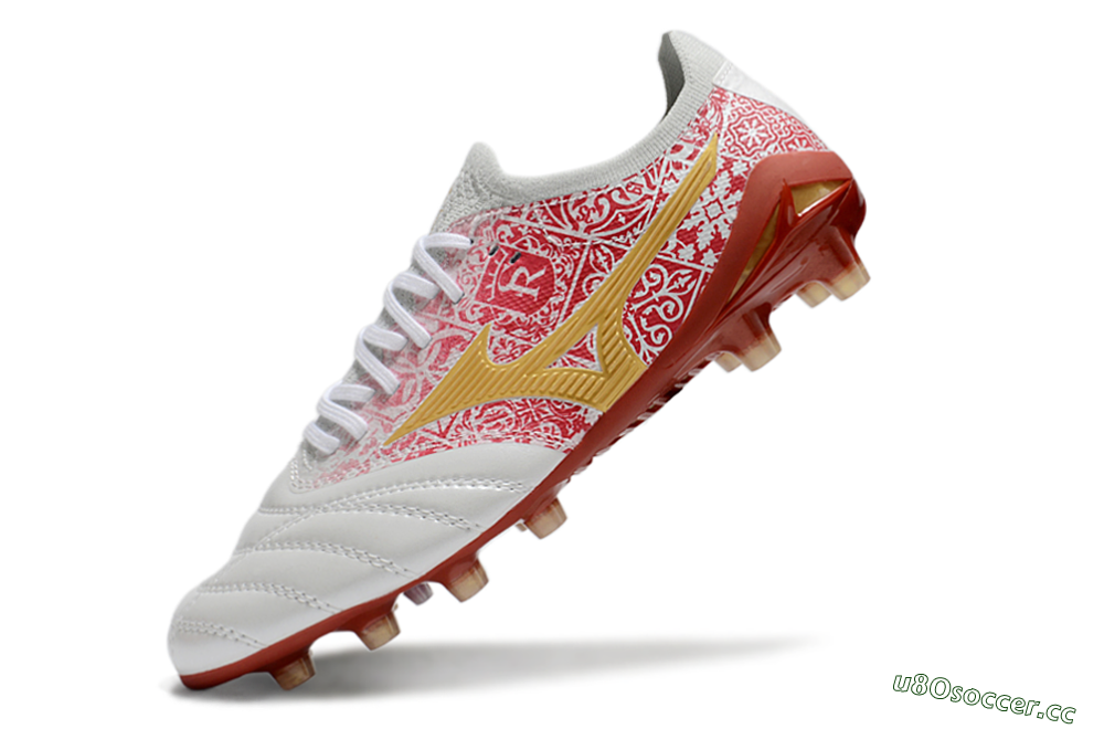 Men's Mizuno Morelia Neo 4 Bate FG Firm Ground Low-Tops Football Boots - White/Red/Yellow 5