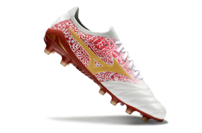 Men's Mizuno Morelia Neo 4 Bate FG Firm Ground Low-Tops Football Boots - White/Red/Yellow