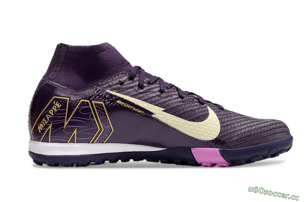 Unisex Nike Air Zoom Mercurial Superfly 10 Elite TF Artificial Turf High-Tops Football Shoes - Purple/White/Gold 4