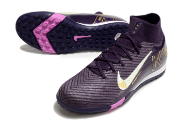 Unisex Nike Air Zoom Mercurial Superfly 10 Elite TF Artificial Turf High-Tops Football Shoes - Purple/White/Gold
