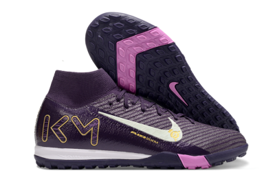 Unisex Nike Air Zoom Mercurial Superfly 10 Elite TF Artificial Turf High-Tops Football Shoes - Purple/White/Gold