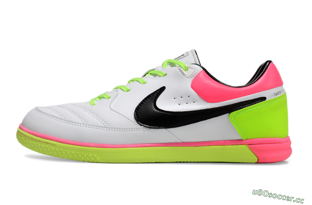 Men's Nike Street Gato IC Indoor & Futsal Low-Tops Football Shoes - White/Black/Pink/Yellow 0