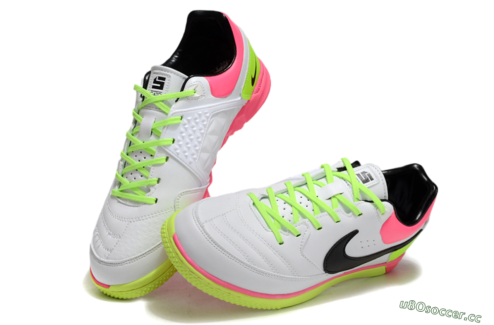 Men's Nike Street Gato IC Indoor & Futsal Low-Tops Football Shoes - White/Black/Pink/Yellow 3