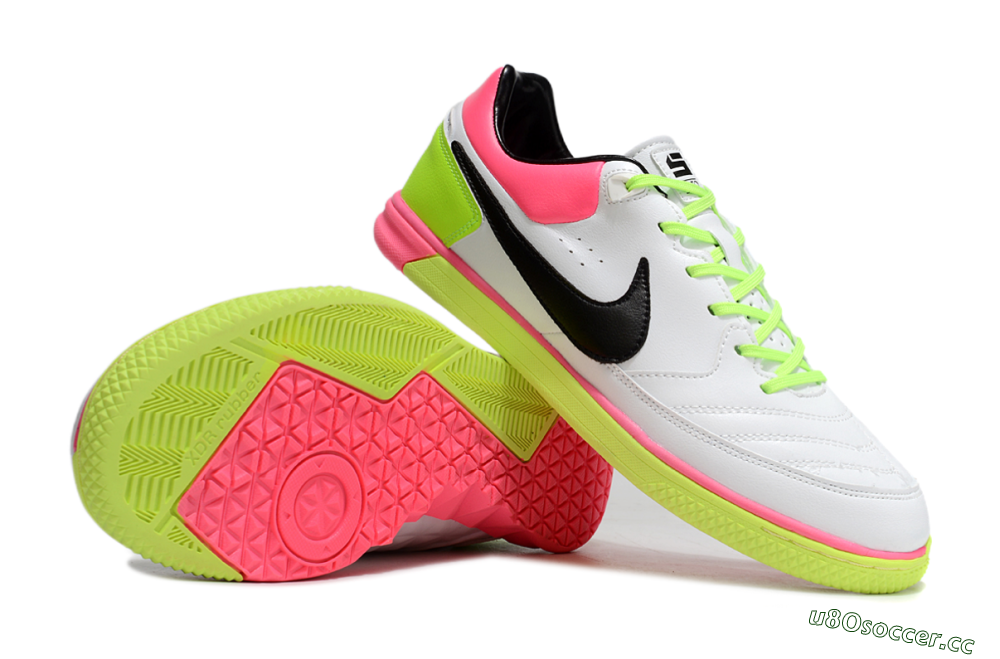 Men's Nike Street Gato IC Indoor & Futsal Low-Tops Football Shoes - White/Black/Pink/Yellow 1