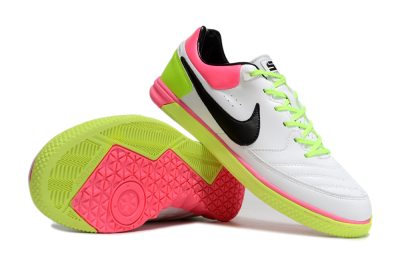 Men's Nike Street Gato IC Indoor & Futsal Low-Tops Football Shoes - White/Black/Pink/Yellow