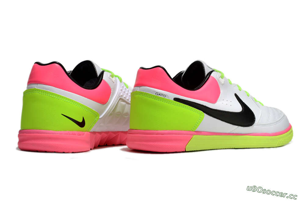 Men's Nike Street Gato IC Indoor & Futsal Low-Tops Football Shoes - White/Black/Pink/Yellow 6