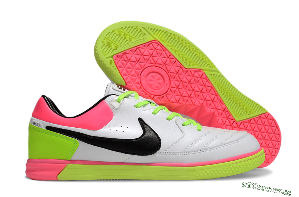Men's Nike Street Gato IC Indoor & Futsal Low-Tops Football Shoes - White/Black/Pink/Yellow 2