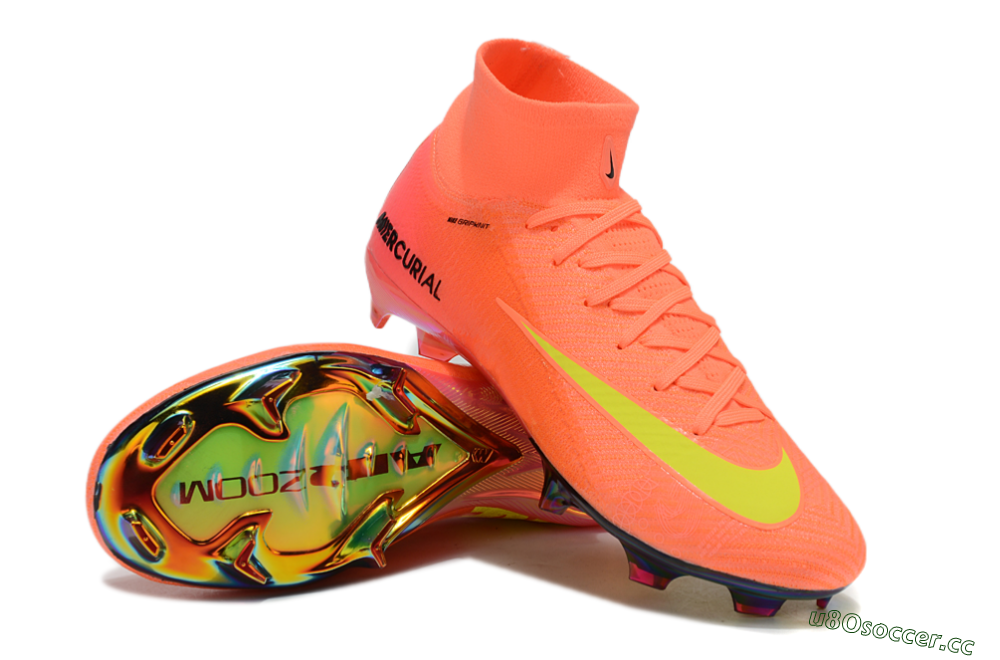 Men's Nike Air Zoom Mercurial Superfly 10 Elite FG Firm Ground High-Tops Football Boots - Red/Yellow/Black 4