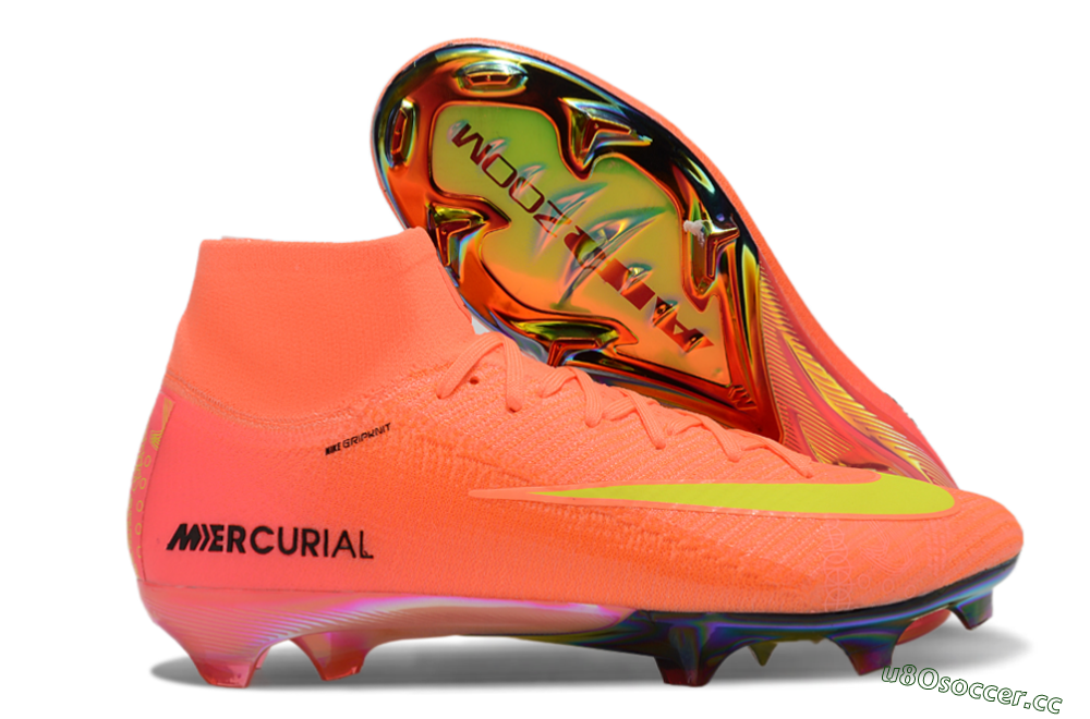 Men's Nike Air Zoom Mercurial Superfly 10 Elite FG Firm Ground High-Tops Football Boots - Red/Yellow/Black 2