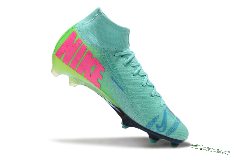 Men's Nike Air Zoom Mercurial Superfly 10 Elite FG Firm Ground High-Tops Football Boots - Jade/Pink/Blue 5