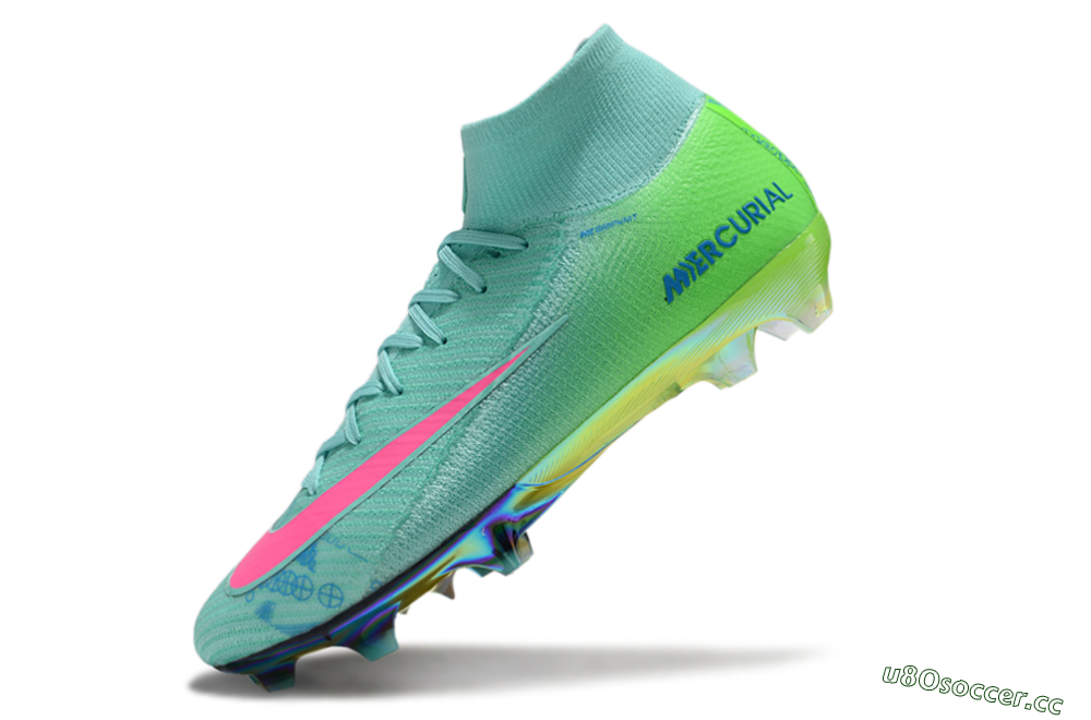 Men's Nike Air Zoom Mercurial Superfly 10 Elite FG Firm Ground High-Tops Football Boots - Jade/Pink/Blue 6