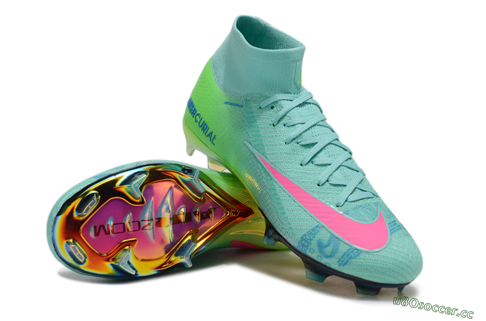 Men's Nike Air Zoom Mercurial Superfly 10 Elite FG Firm Ground High-Tops Football Boots - Jade/Pink/Blue 4
