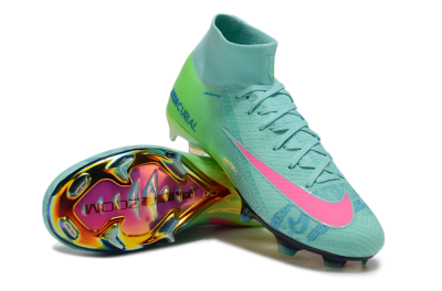 Men's Nike Air Zoom Mercurial Superfly 10 Elite FG Firm Ground High-Tops Football Boots - Jade/Pink/Blue