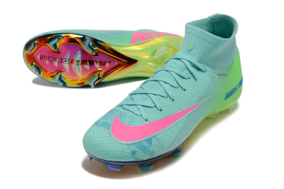 Men's Nike Air Zoom Mercurial Superfly 10 Elite FG Firm Ground High-Tops Football Boots - Jade/Pink/Blue