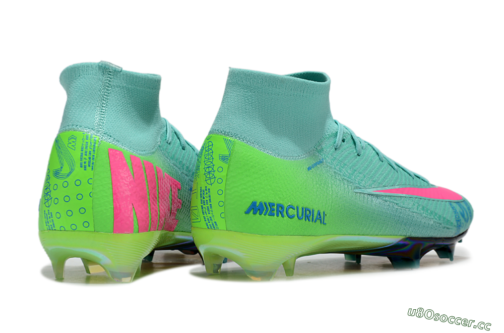 Men's Nike Air Zoom Mercurial Superfly 10 Elite FG Firm Ground High-Tops Football Boots - Jade/Pink/Blue 7