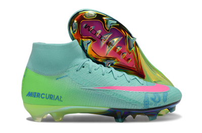 Men's Nike Air Zoom Mercurial Superfly 10 Elite FG Firm Ground High-Tops Football Boots - Jade/Pink/Blue