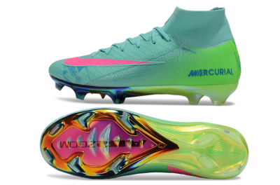 Men's Nike Air Zoom Mercurial Superfly 10 Elite FG Firm Ground High-Tops Football Boots - Jade/Pink/Blue
