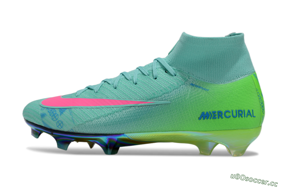 Men's Nike Air Zoom Mercurial Superfly 10 Elite FG Firm Ground High-Tops Football Boots - Jade/Pink/Blue 0