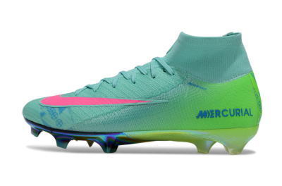 Men's Nike Air Zoom Mercurial Superfly 10 Elite FG Firm Ground High-Tops Football Boots - Jade/Pink/Blue