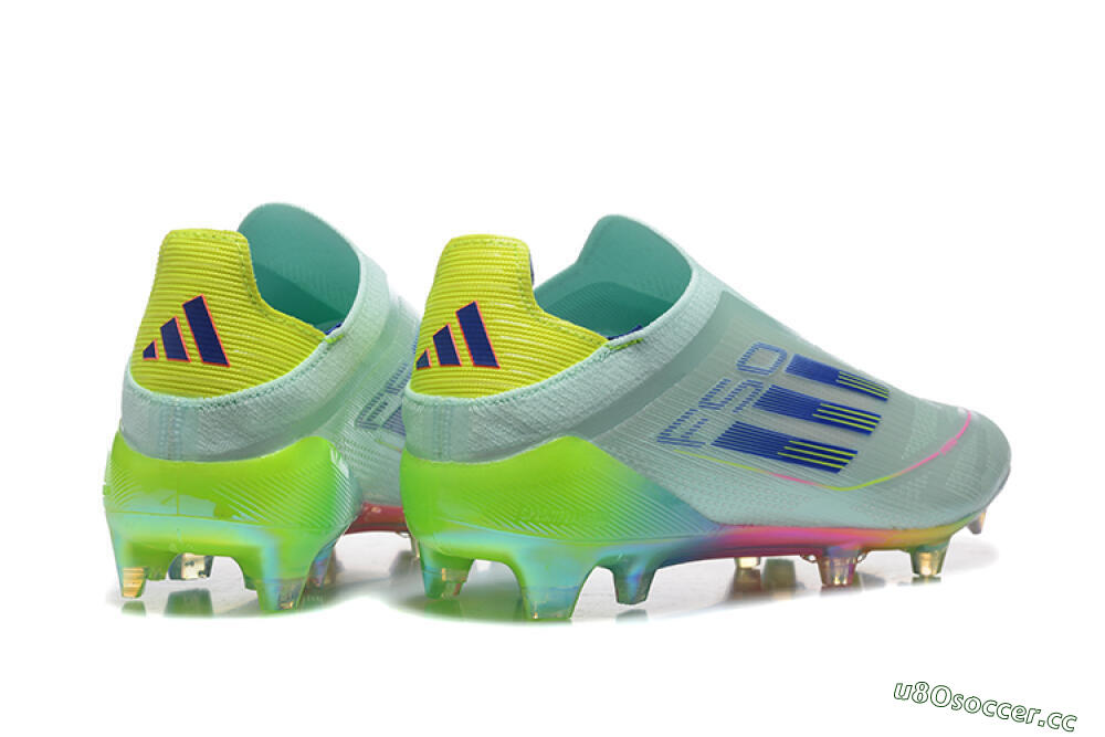 Men's Adidas F50 Elite Laceless FG Firm Ground Low-Tops Football Boots - Jade/Blue/Pink/Yellow 9