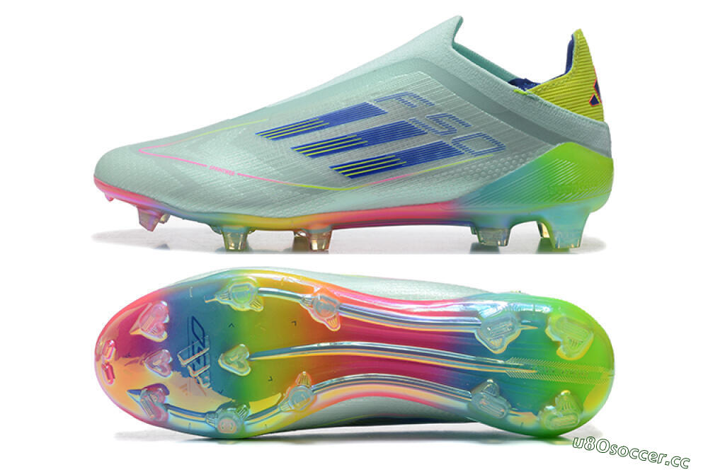 Men's Adidas F50 Elite Laceless FG Firm Ground Low-Tops Football Boots - Jade/Blue/Pink/Yellow 1