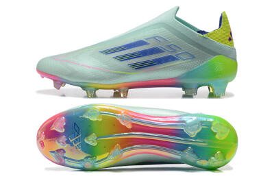 Men's Adidas F50 Elite Laceless FG Firm Ground Low-Tops Football Boots - Jade/Blue/Pink/Yellow