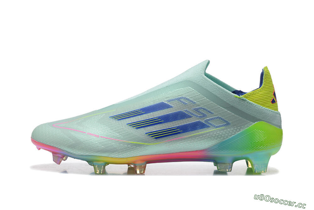 Men's Adidas F50 Elite Laceless FG Firm Ground Low-Tops Football Boots - Jade/Blue/Pink/Yellow 0