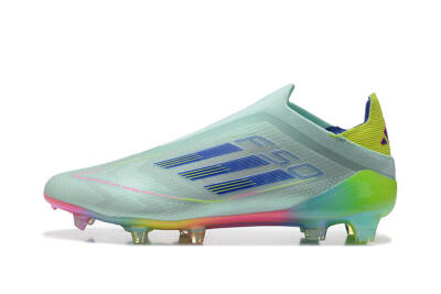 Men's Adidas F50 Elite Laceless FG Firm Ground Low-Tops Football Boots - Jade/Blue/Pink/Yellow