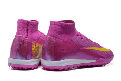 Men's Nike Air Zoom Mercurial Superfly 10 Elite TF Artificial Turf High-Tops Football Shoes - PurpleYellow/White