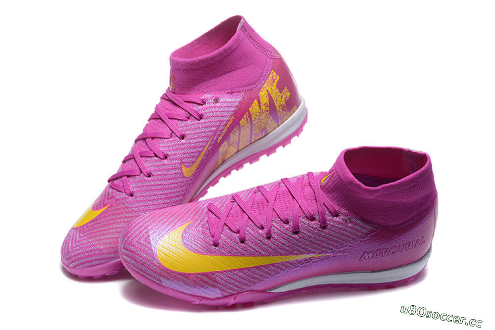Men's Nike Air Zoom Mercurial Superfly 10 Elite TF Artificial Turf High-Tops Football Shoes - PurpleYellow/White 6