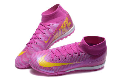 Men's Nike Air Zoom Mercurial Superfly 10 Elite TF Artificial Turf High-Tops Football Shoes - PurpleYellow/White