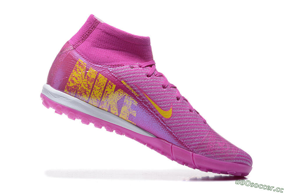 Men's Nike Air Zoom Mercurial Superfly 10 Elite TF Artificial Turf High-Tops Football Shoes - PurpleYellow/White 7