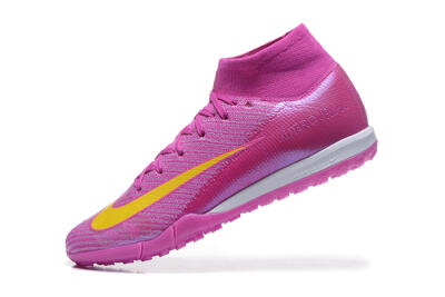 Men's Nike Air Zoom Mercurial Superfly 10 Elite TF Artificial Turf High-Tops Football Shoes - PurpleYellow/White