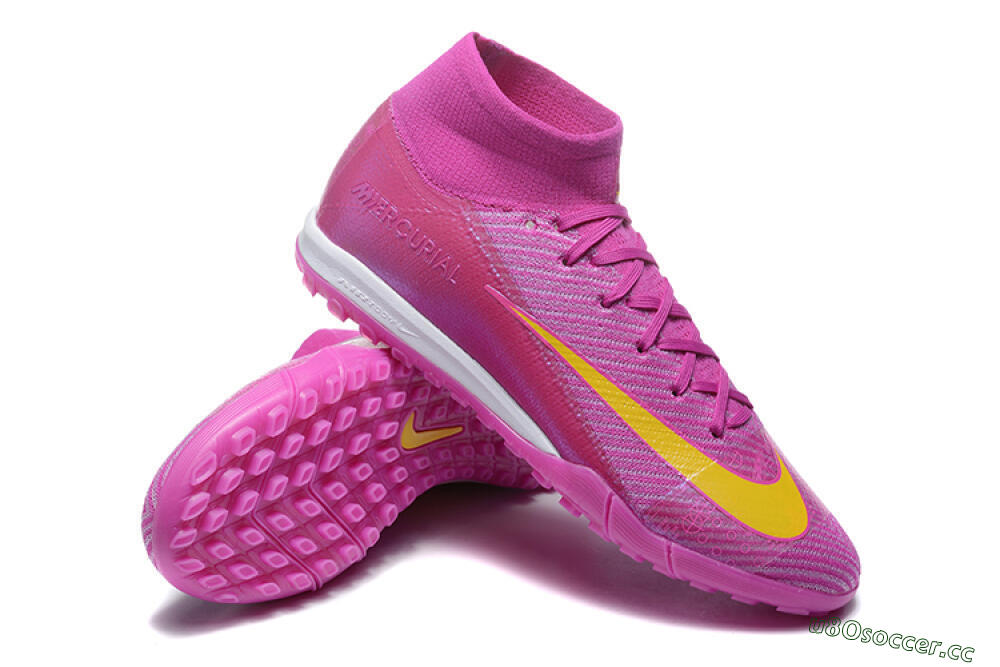 Men's Nike Air Zoom Mercurial Superfly 10 Elite TF Artificial Turf High-Tops Football Shoes - PurpleYellow/White 4
