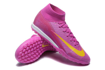 Men's Nike Air Zoom Mercurial Superfly 10 Elite TF Artificial Turf High-Tops Football Shoes - PurpleYellow/White