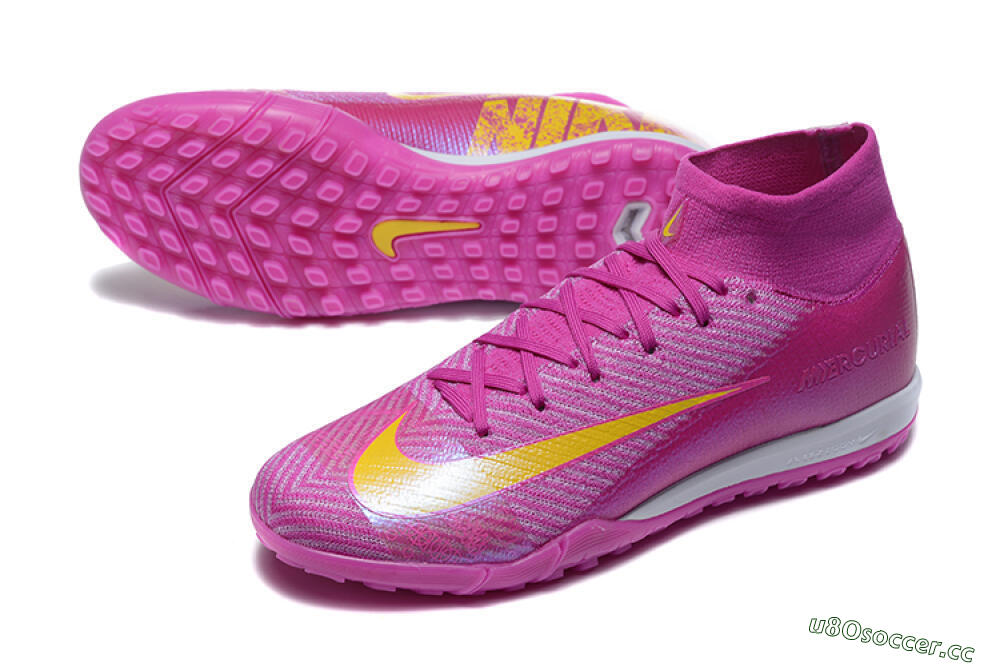 Men's Nike Air Zoom Mercurial Superfly 10 Elite TF Artificial Turf High-Tops Football Shoes - PurpleYellow/White 3