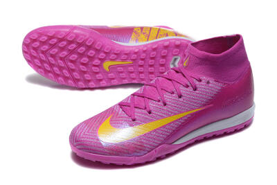Men's Nike Air Zoom Mercurial Superfly 10 Elite TF Artificial Turf High-Tops Football Shoes - PurpleYellow/White