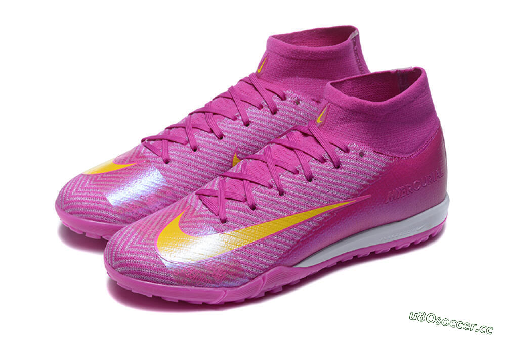 Men's Nike Air Zoom Mercurial Superfly 10 Elite TF Artificial Turf High-Tops Football Shoes - PurpleYellow/White 5