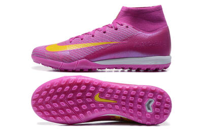 Men's Nike Air Zoom Mercurial Superfly 10 Elite TF Artificial Turf High-Tops Football Shoes - PurpleYellow/White