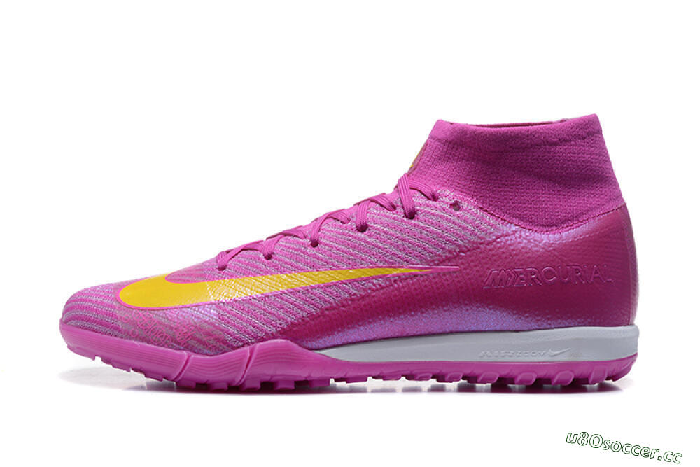 Men's Nike Air Zoom Mercurial Superfly 10 Elite TF Artificial Turf High-Tops Football Shoes - PurpleYellow/White 0