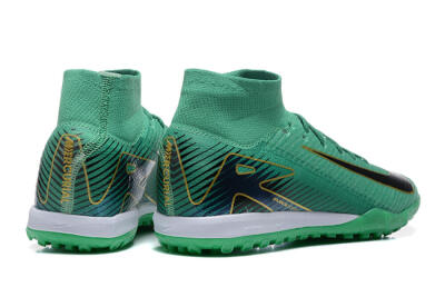 Men's Nike Air Zoom Mercurial Superfly 10 Elite TF Artificial Turf High-Tops Football Shoes - Green/Gold/White
