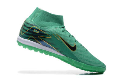 Men's Nike Air Zoom Mercurial Superfly 10 Elite TF Artificial Turf High-Tops Football Shoes - Green/Gold/White