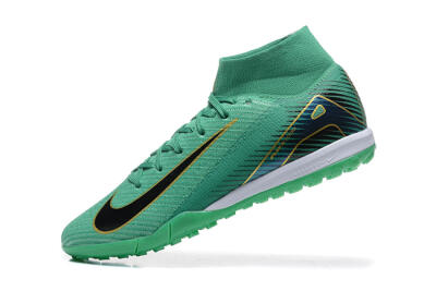 Men's Nike Air Zoom Mercurial Superfly 10 Elite TF Artificial Turf High-Tops Football Shoes - Green/Gold/White