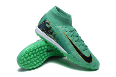 Men's Nike Air Zoom Mercurial Superfly 10 Elite TF Artificial Turf High-Tops Football Shoes - Green/Gold/White