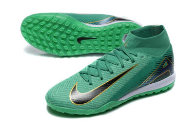 Men's Nike Air Zoom Mercurial Superfly 10 Elite TF Artificial Turf High-Tops Football Shoes - Green/Gold/White