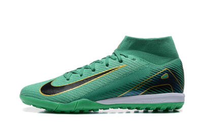 Men's Nike Air Zoom Mercurial Superfly 10 Elite TF Artificial Turf High-Tops Football Shoes - Green/Gold/White