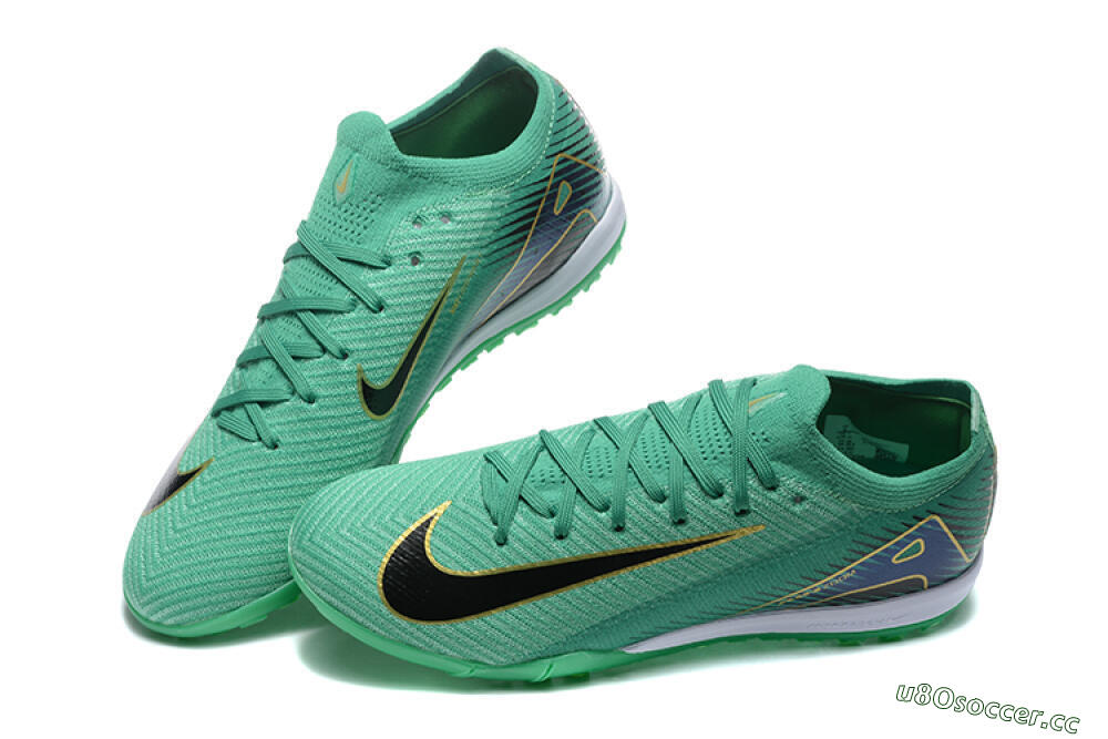 Men's Nike Air Zoom Mercurial Vapor 16 Elite TF Artificial Turf Low-Tops Football Shoes - Green/Black/Gold 6