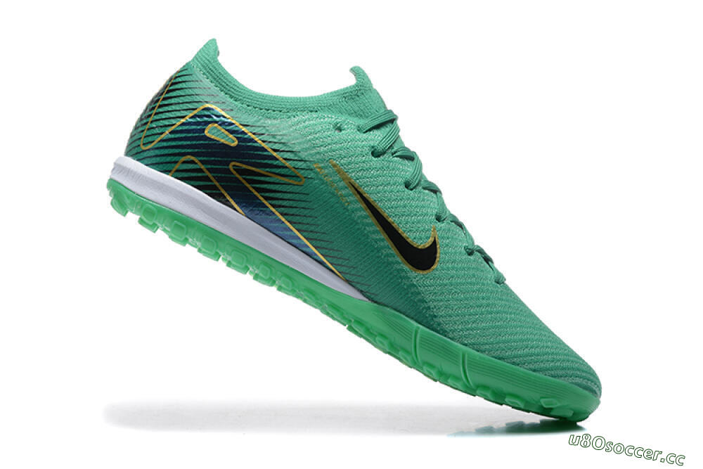 Men's Nike Air Zoom Mercurial Vapor 16 Elite TF Artificial Turf Low-Tops Football Shoes - Green/Black/Gold 7