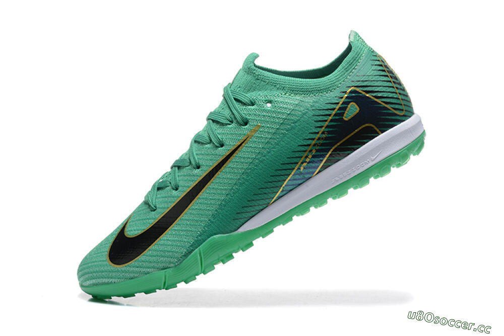 Men's Nike Air Zoom Mercurial Vapor 16 Elite TF Artificial Turf Low-Tops Football Shoes - Green/Black/Gold 8