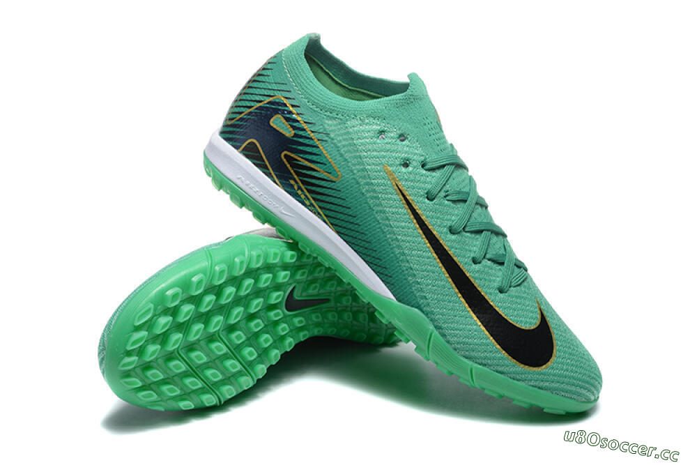 Men's Nike Air Zoom Mercurial Vapor 16 Elite TF Artificial Turf Low-Tops Football Shoes - Green/Black/Gold 4